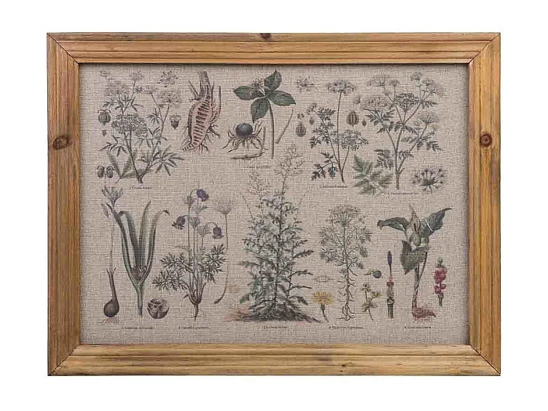 Quadro de madeira e tecido impresso