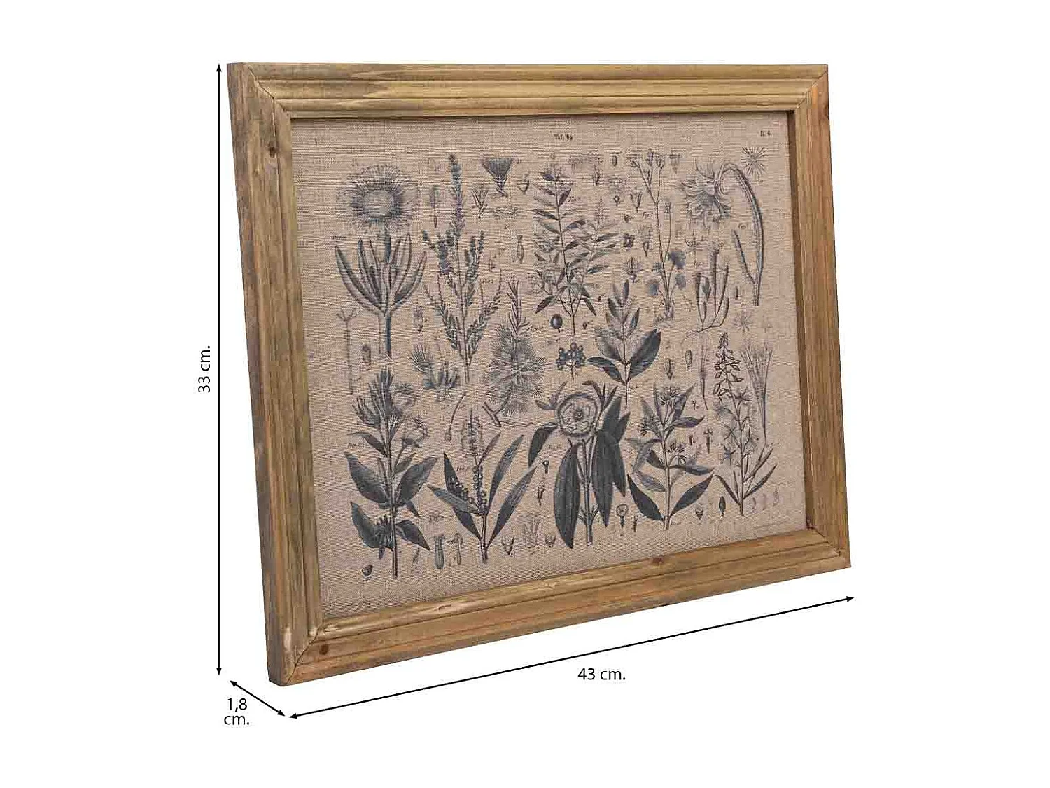 Quadro de madeira e tecido impresso