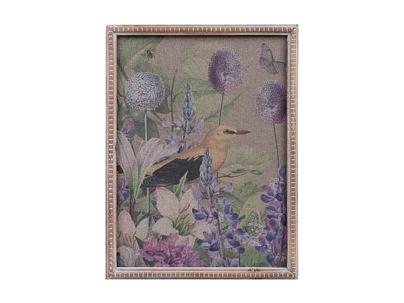 Quadro de madeira e tecido impresso