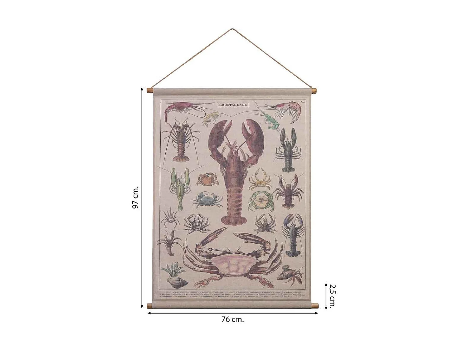 Pergament-Leinwand aus bedrucktem Stoff 76x97x2,5h cm