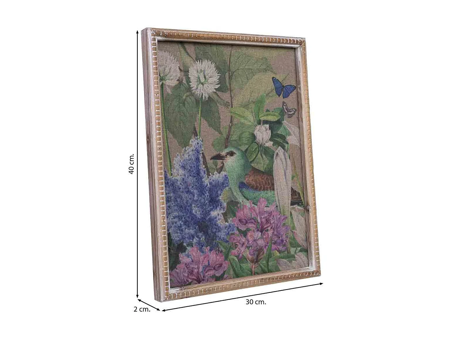 Cadre en bois et tissu imprimé