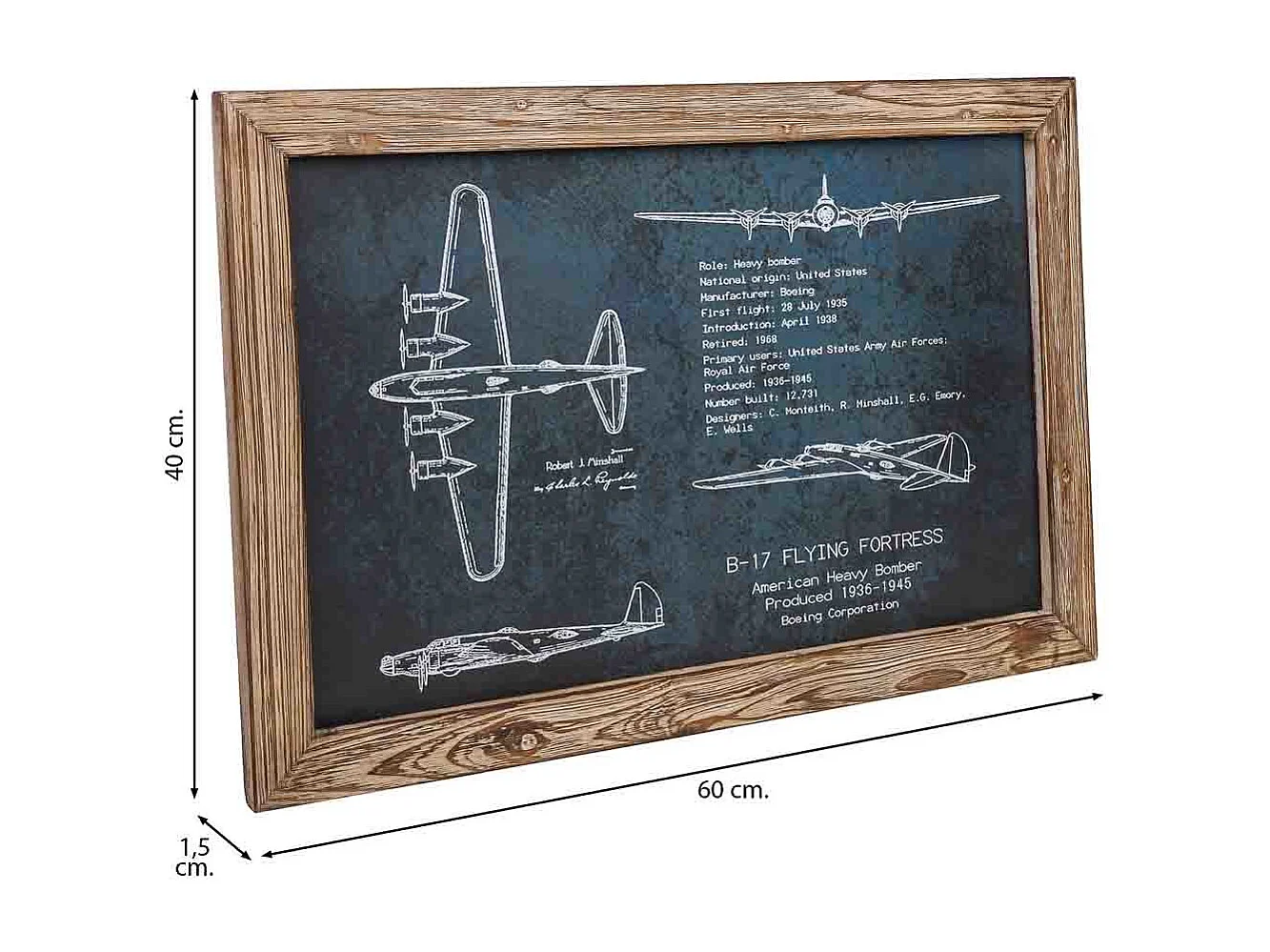 Rahmen aus Holz und bedrucktem Stoff