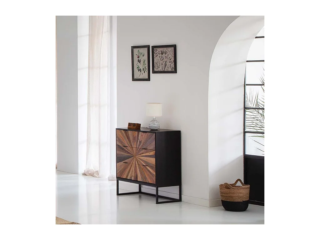 Cadre en bois et tissu imprimé