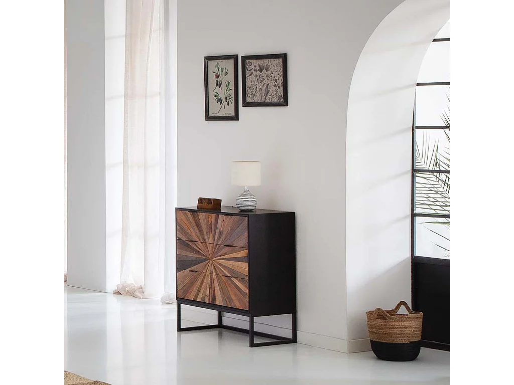 Quadro de madeira e tecido impresso