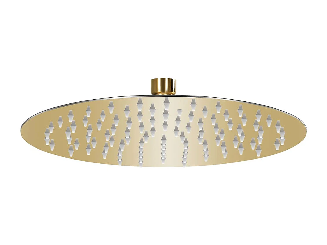 Alcachofa de ducha tipo lluvia Rociador Alcachofa de ducha Alcachofa de ducha de mano Accesorio de baño Acero inoxidable 25 cm Redondo Dorado 02_0002086