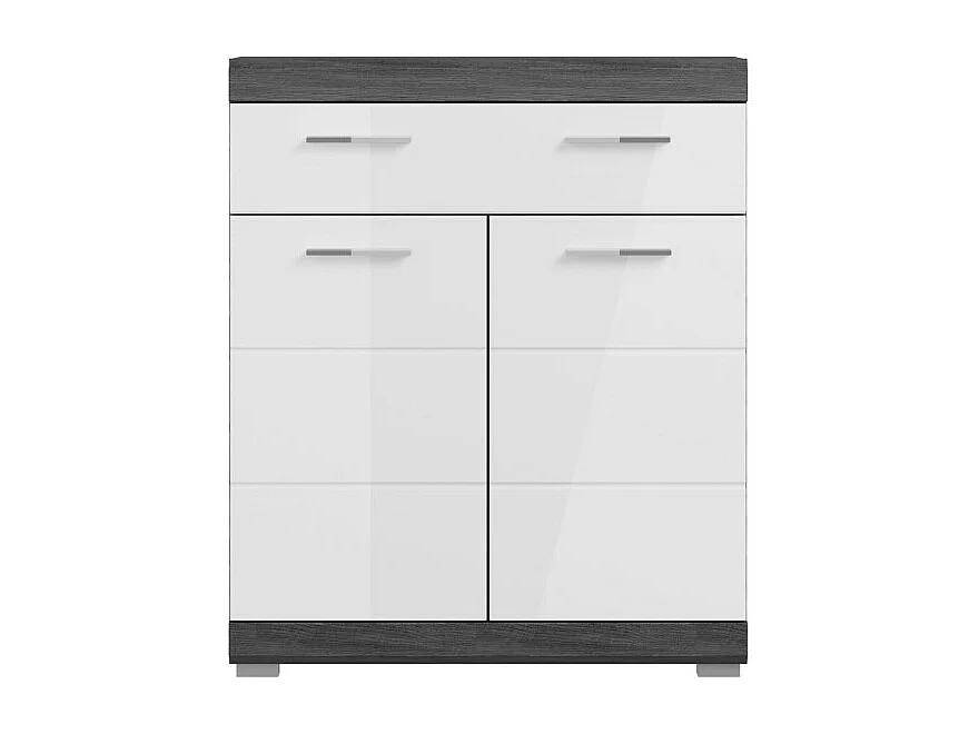 Niedriger SCOTT Schrank – 2 Türen und 1 Schublade – Dunkelgrau und Weiß – 74x88x31 cm