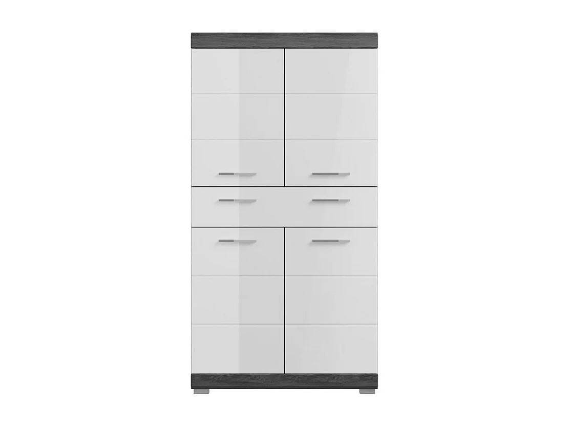 Opbergmeubel SCOTT – 4 deuren en 1 lade – Donkergrijs en wit – 74x141x31 cm