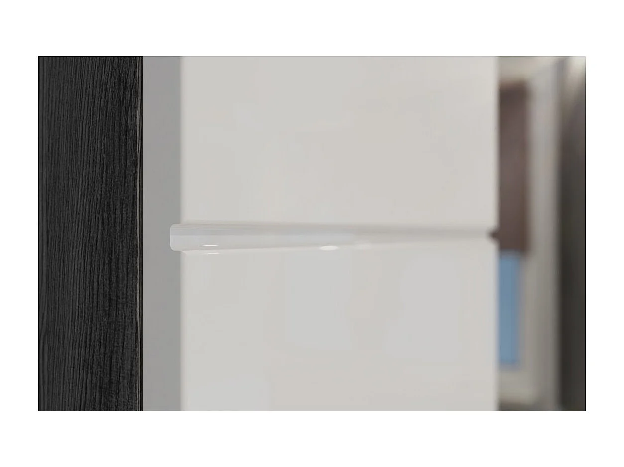 Meuble de rangement SCOTT – 4 portes et 1 tiroir – Gris foncé et blanc – 74x141x31 cm