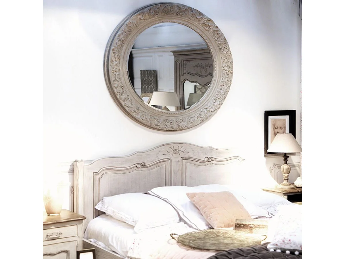 Miroir rond en bois d120 Bois Gris - Chic Interior's