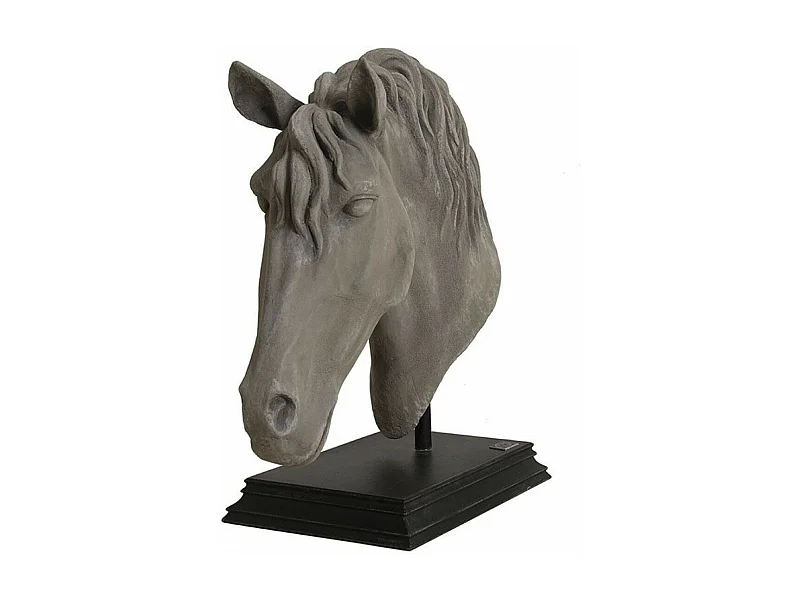 Tête cheval sur socle Résine Gris - Basique Interior's