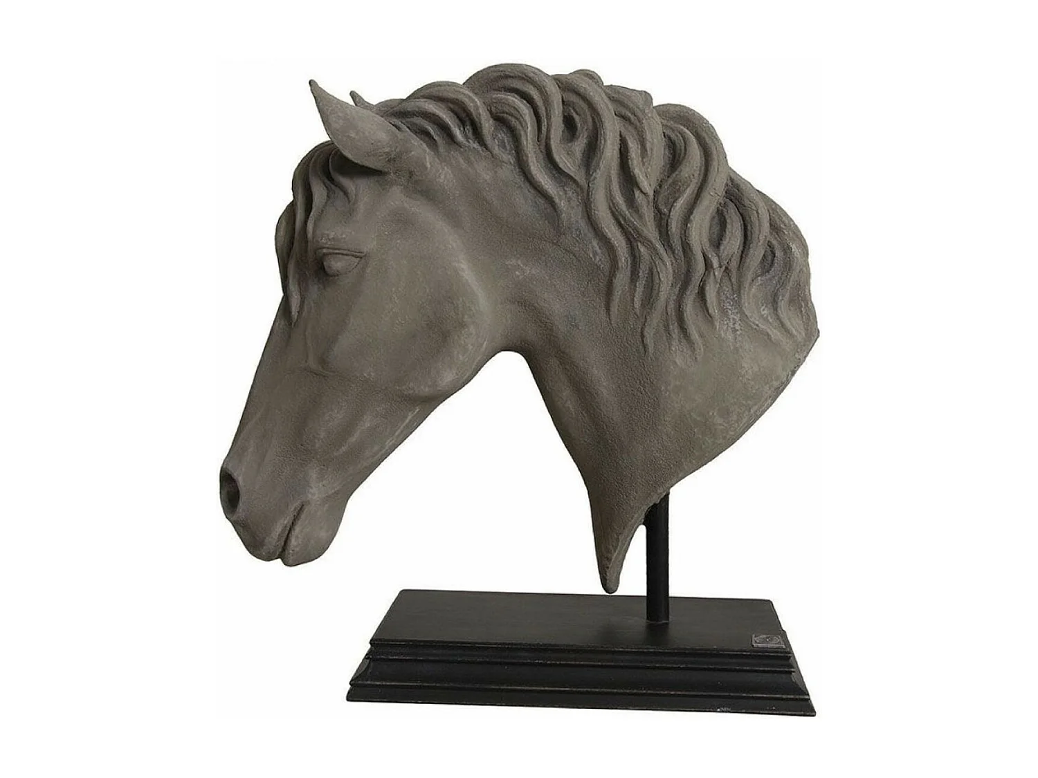 Tête cheval sur socle Résine Gris - Basique Interior's