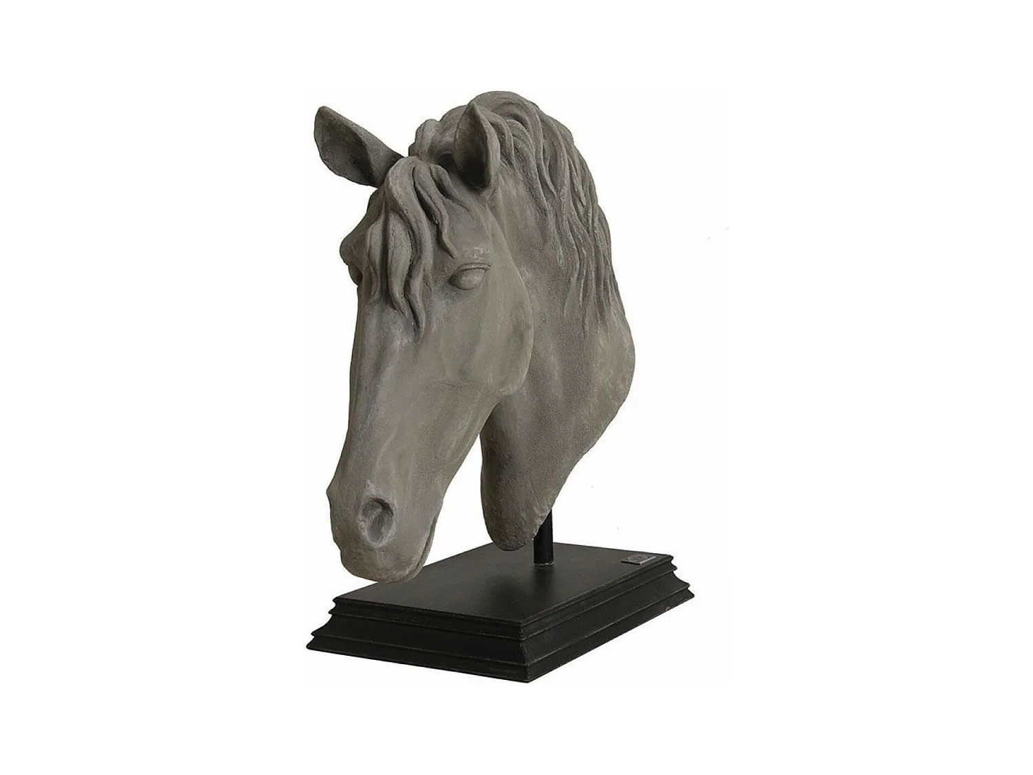 Tête cheval sur socle Résine Gris - Basique Interior's