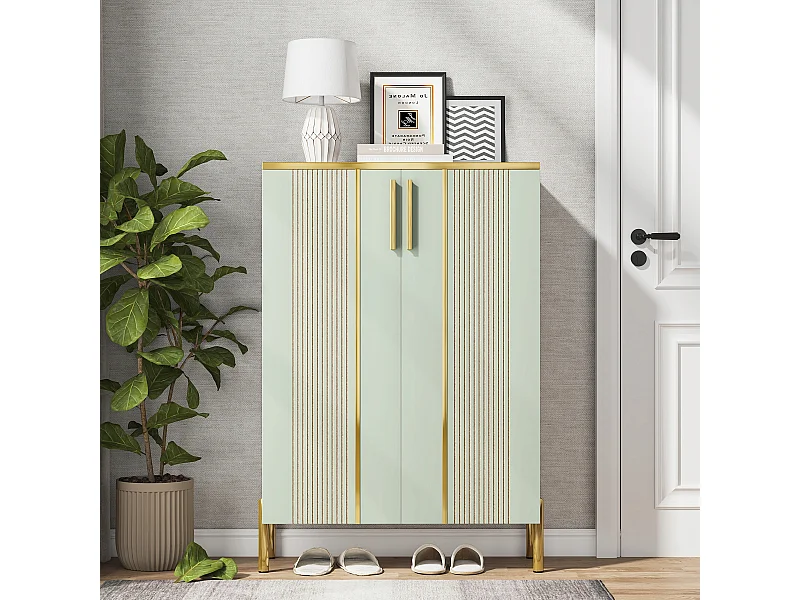 Meuble à Chaussures avec 2 Portes, 70 x 35 x 100 cm, à 6 Niveaux avec étagères réglables, pour 22 Paires de Chaussures