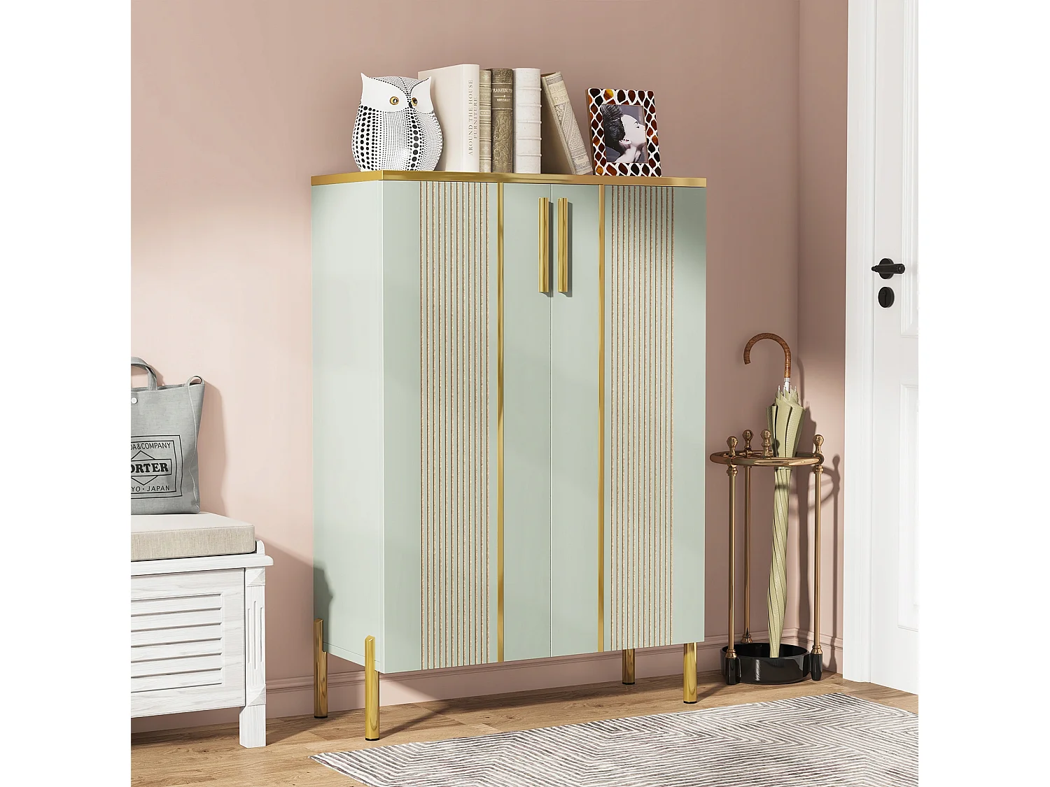 Szafka na buty z 2 drzwiami, 70 x 35 x 100 cm, 6 poziomów z regulowanymi półkami, na 22 pary butów