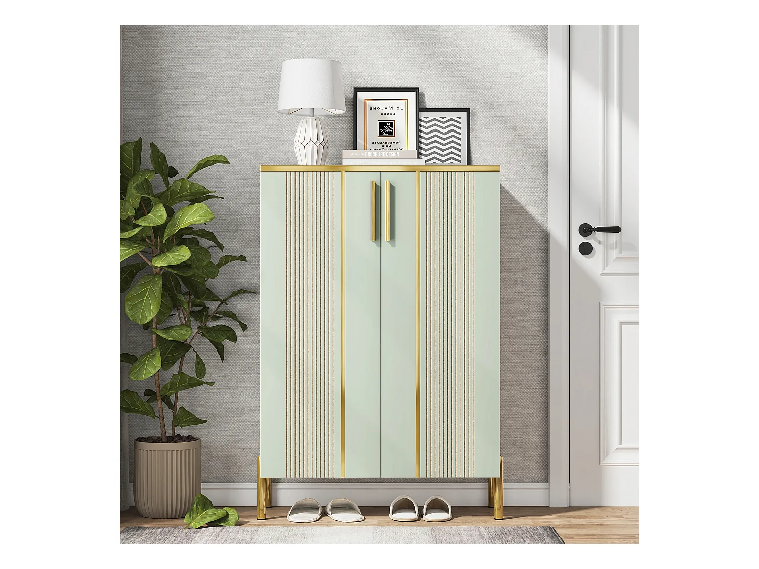 Schoenenkast met 2 deuren, 70 x 35 x 100 cm, 6 niveaus met verstelbare planken, voor 22 paar schoenen