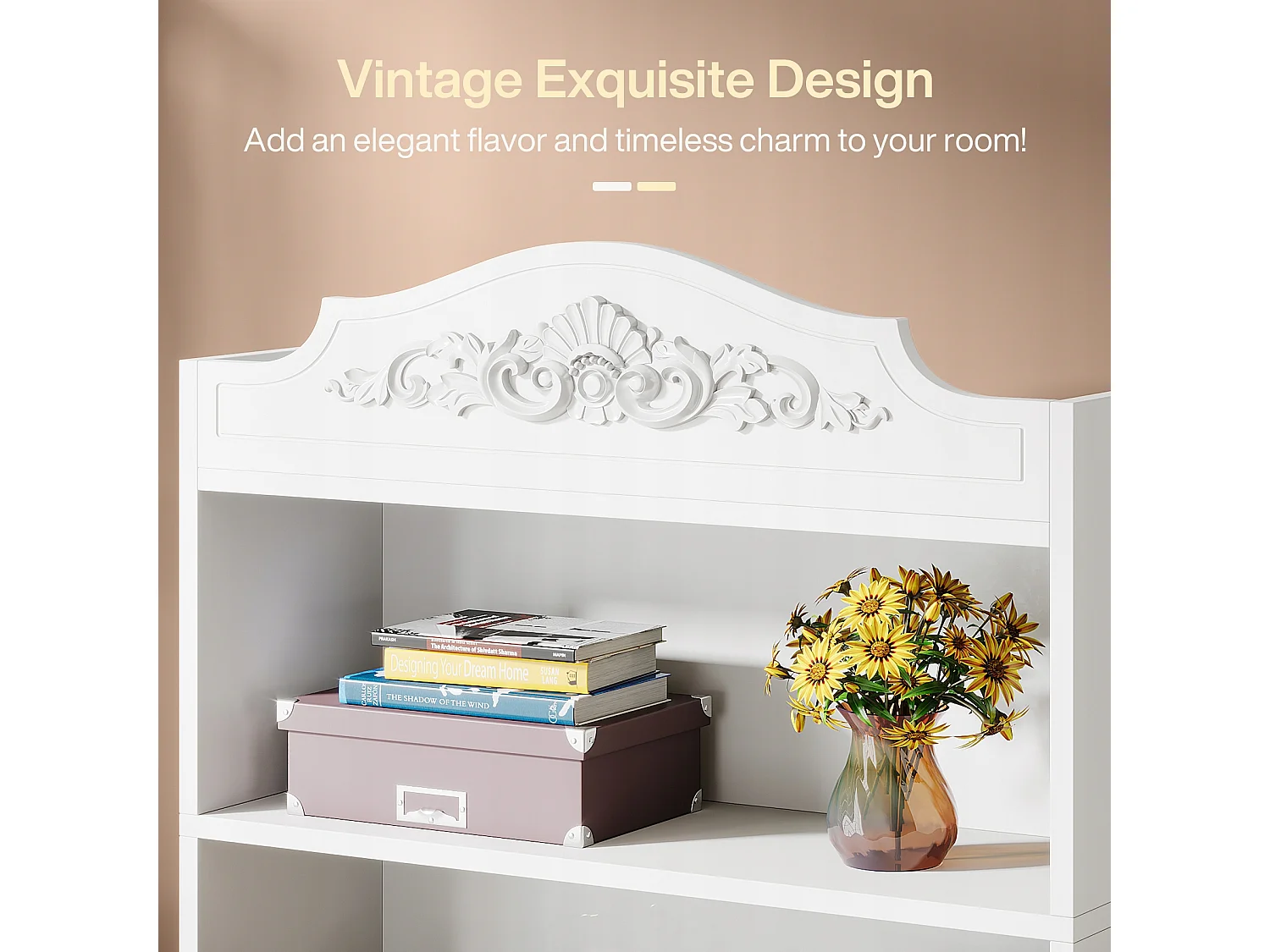 Bibliothèque Arquée de 190 cm, avec Étagères de Rangement, Grande Bibliothèque Ouverte Blanche, Étagères d'Affichage Bois, Bureau à Domicile