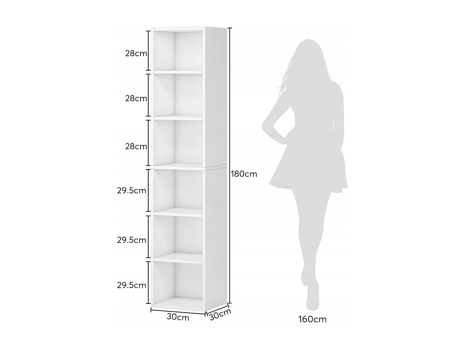 Tribesigns 180cm hoge smalle boekenkast - modern - wit - met opbergruimte - 6 kubusplanken - voor thuis en op kantoor