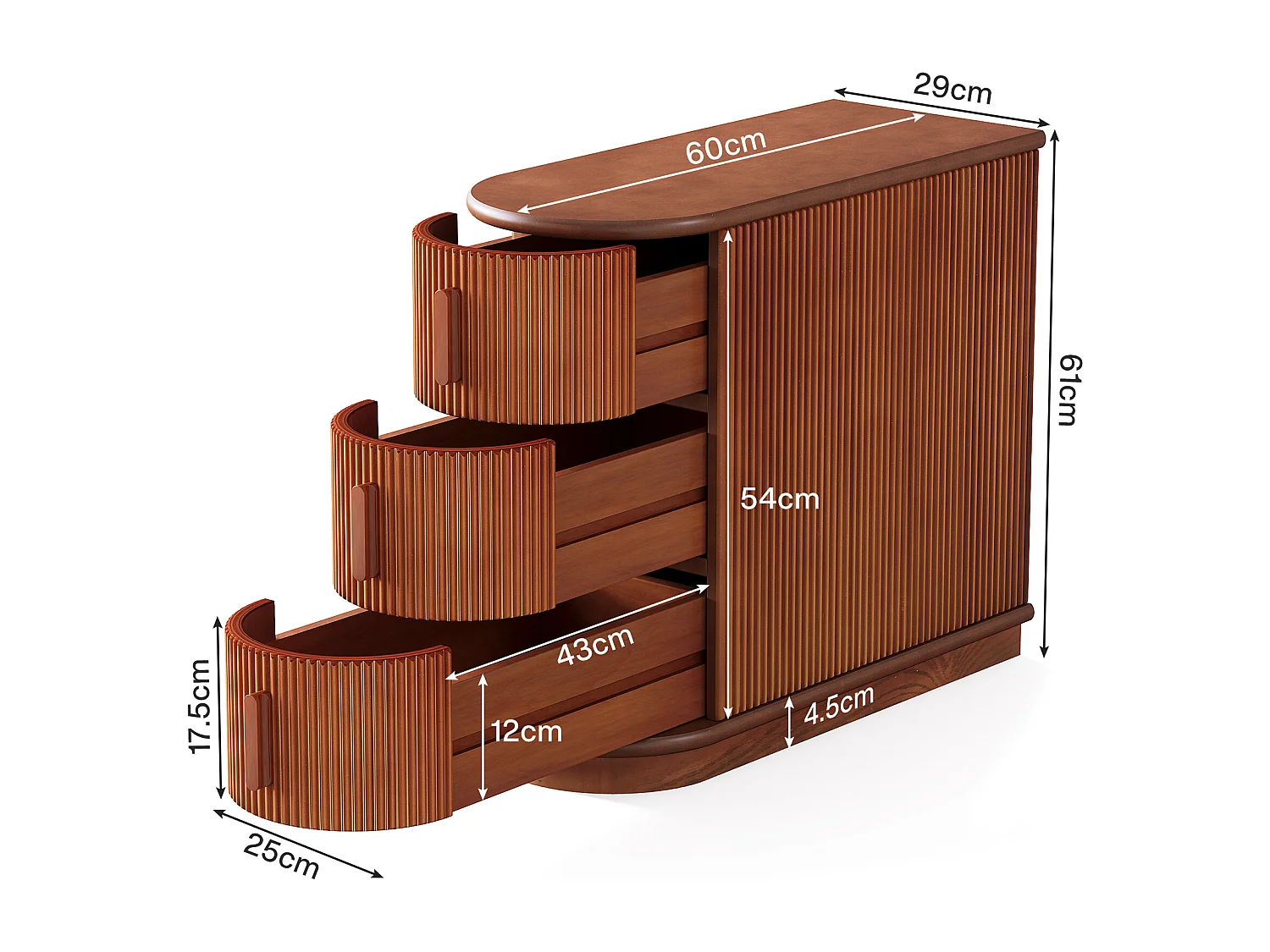 Table d'appoint en bois à 3 tiroirs, table d'appoint moderne pour canapé, table d'appoint étroite pour chaise, table de nuit mince pour salon