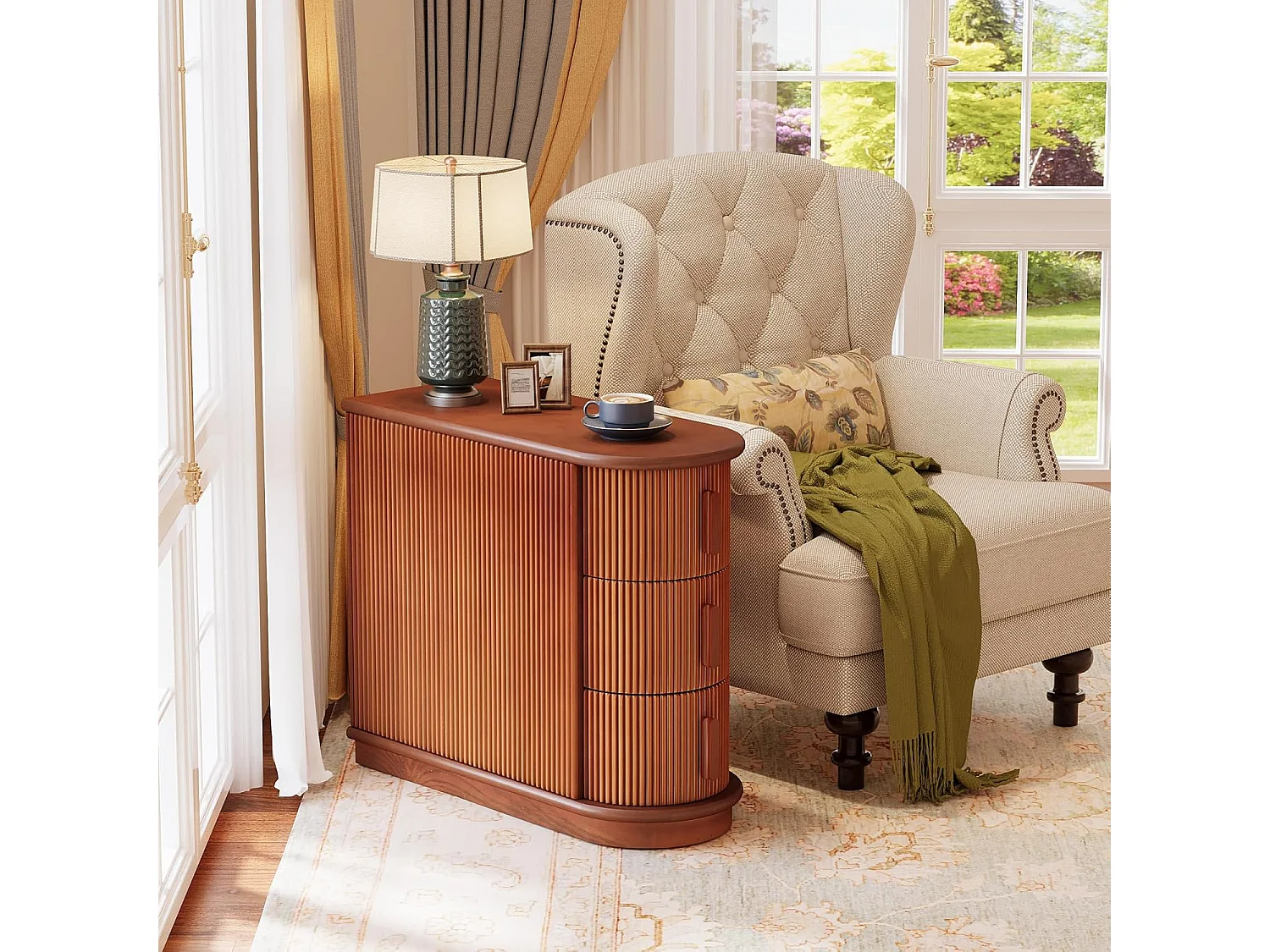 Table d'appoint en bois à 3 tiroirs, table d'appoint moderne pour canapé, table d'appoint étroite pour chaise, table de nuit mince pour salon