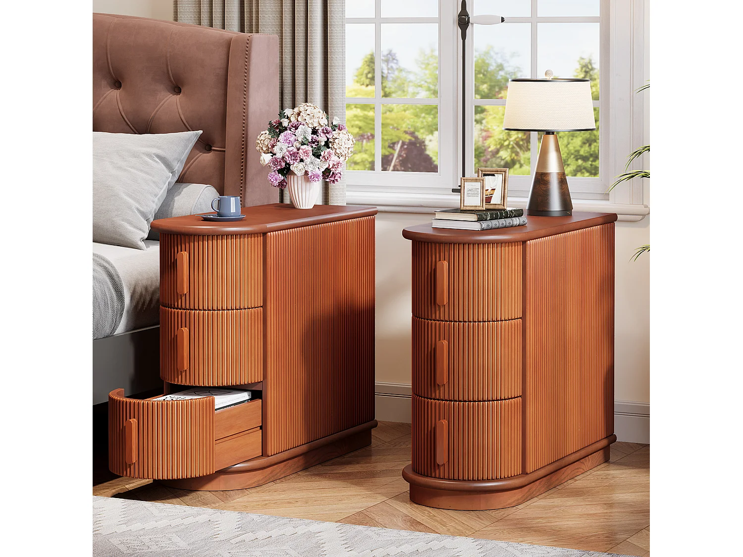 Table d'appoint en bois à 3 tiroirs, table d'appoint moderne pour canapé, table d'appoint étroite pour chaise, table de nuit mince pour salon