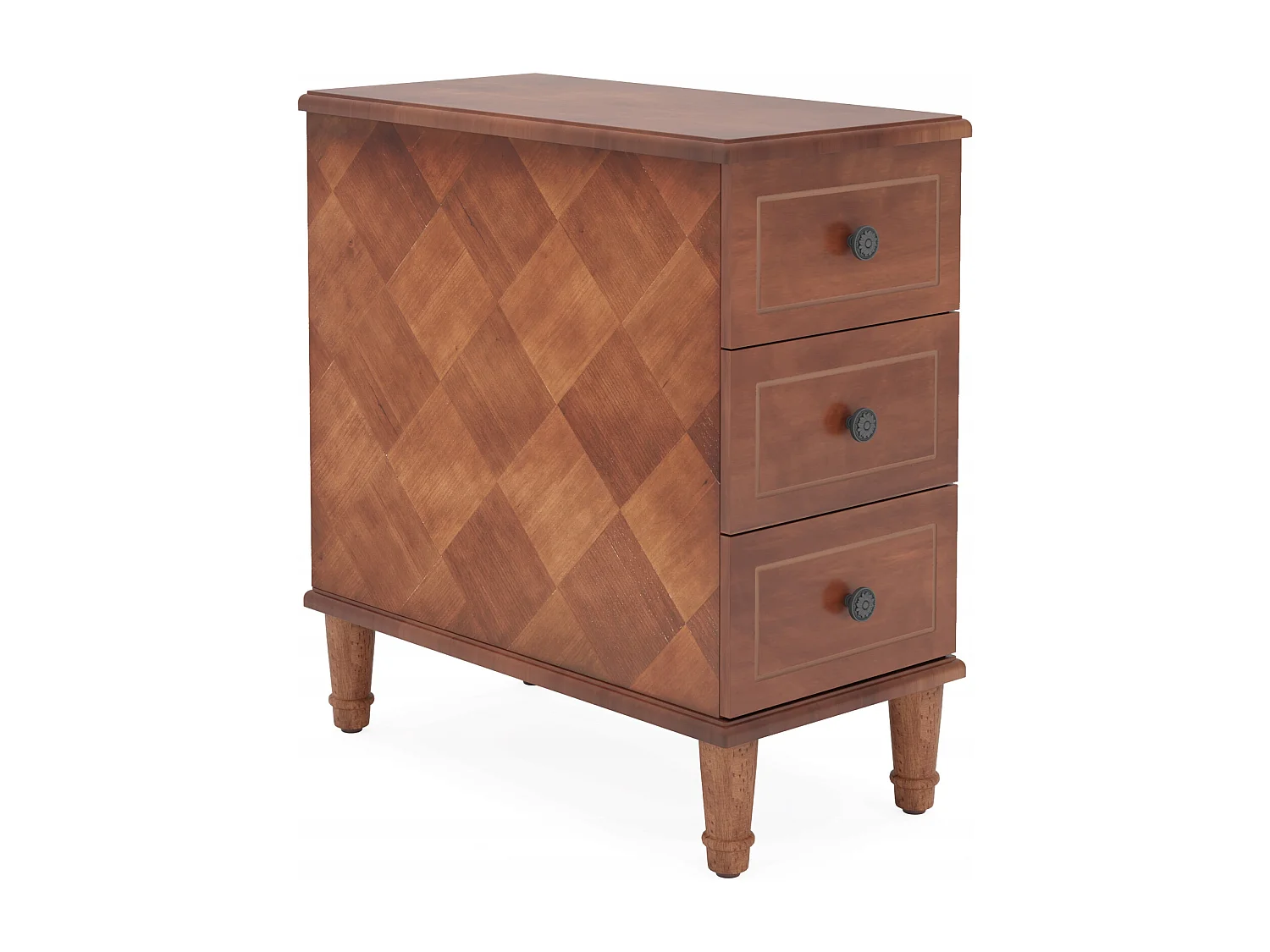 Tribesigns Table d'appoint en Bois avec 3 tiroirs , Table d'appoint étroite à tiroirs entièrement assemblée, Table de Chevet pré-assemblée pour Les Petits espaces, Salon, Chambre, Marron