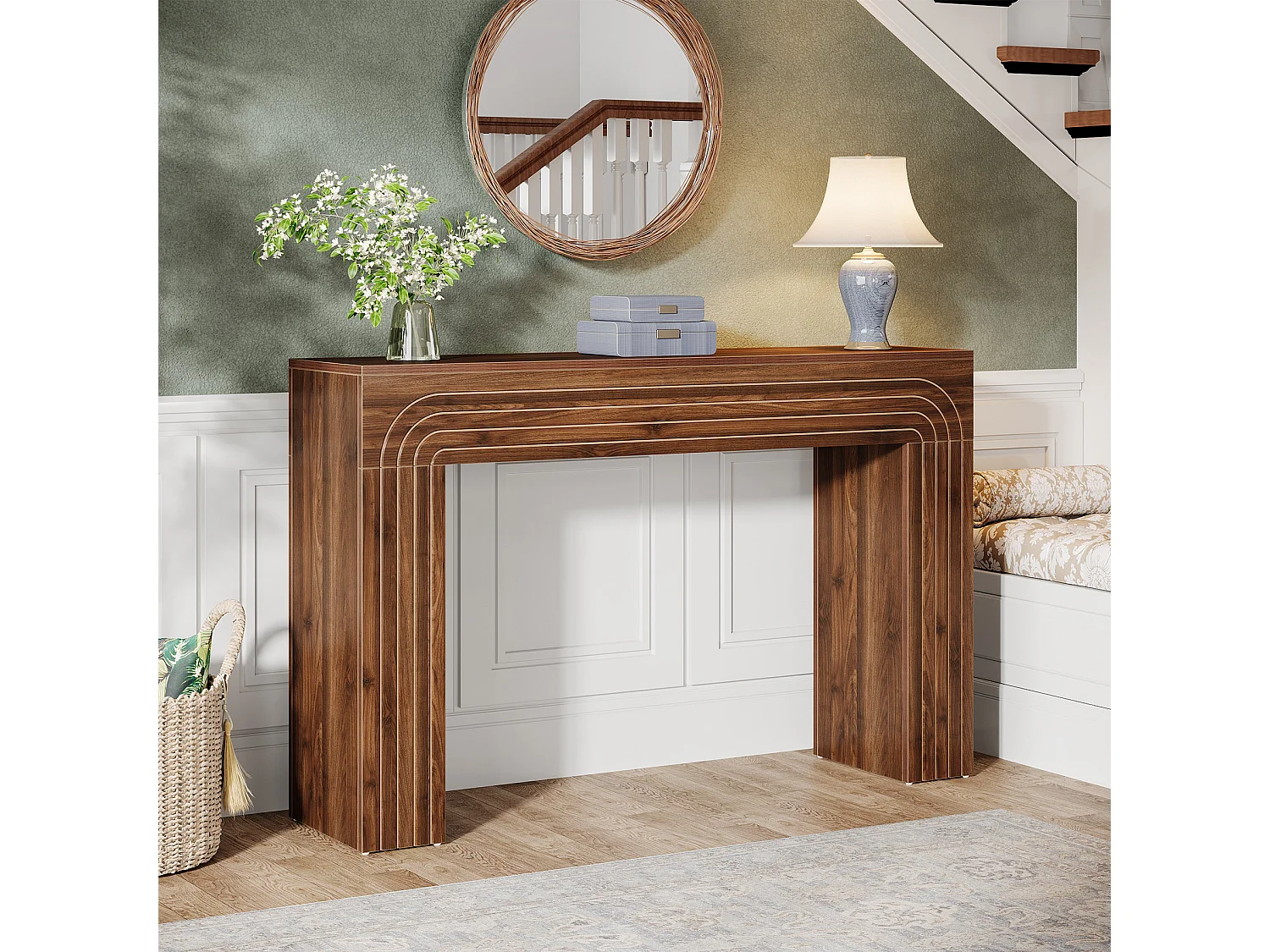 140cm de long, table étroite pour canapé, table derrière le canapé, table d'entrée moderne en bois pour l'entrée, le couloir, le salon