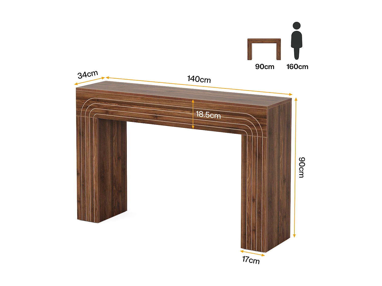 140cm de long, table étroite pour canapé, table derrière le canapé, table d'entrée moderne en bois pour l'entrée, le couloir, le salon