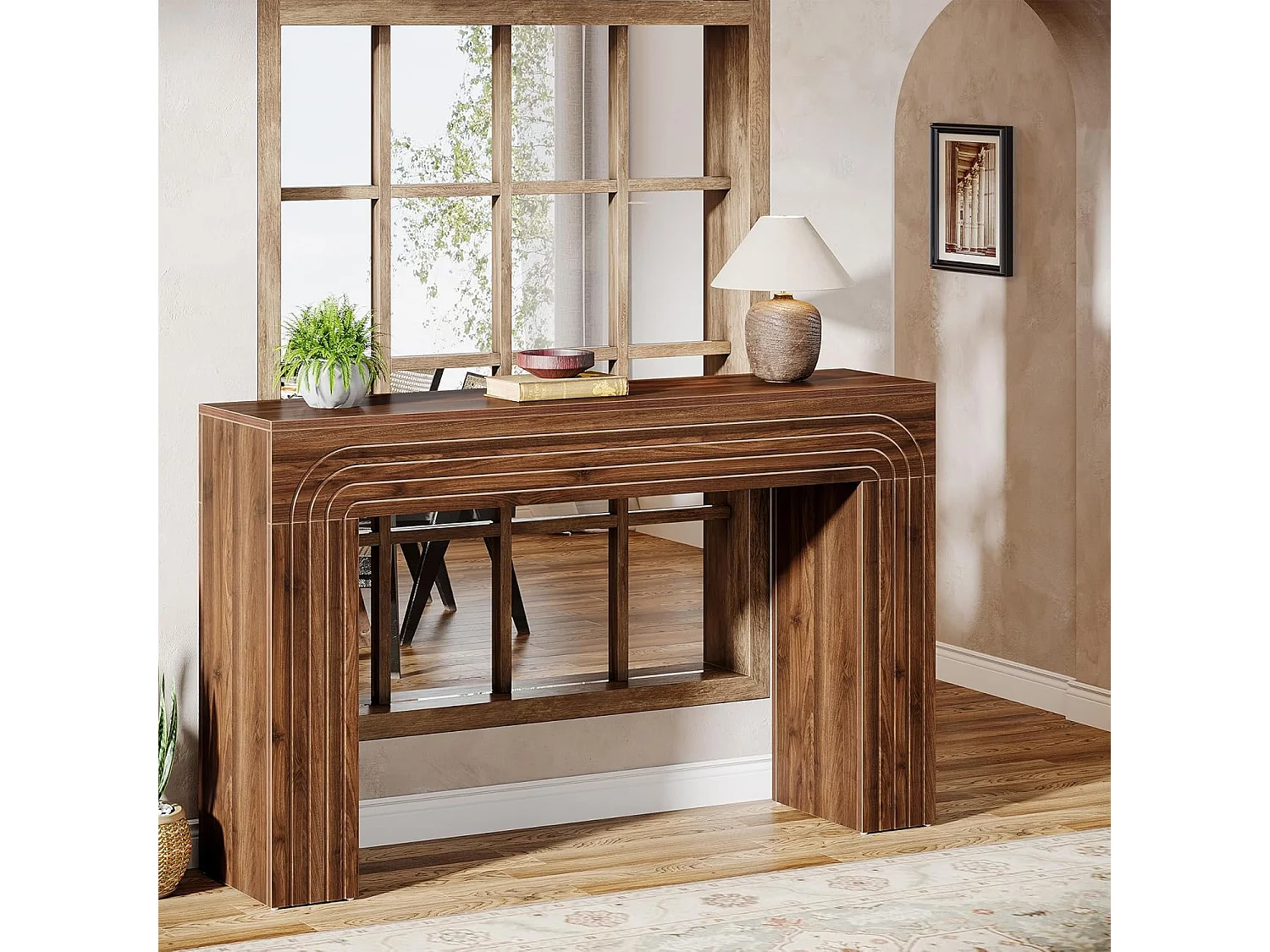 140cm de long, table étroite pour canapé, table derrière le canapé, table d'entrée moderne en bois pour l'entrée, le couloir, le salon