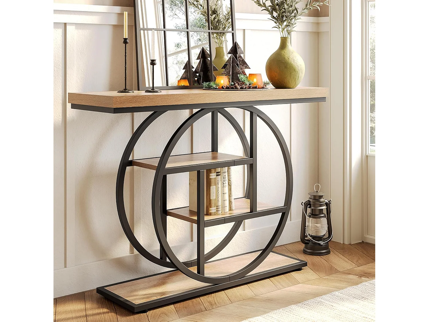 Table d'entrée à 4 étages derrière le canapé, table de canapé Farmhouse 105cm pour le salon, table de hall d'entrée pour le foyer