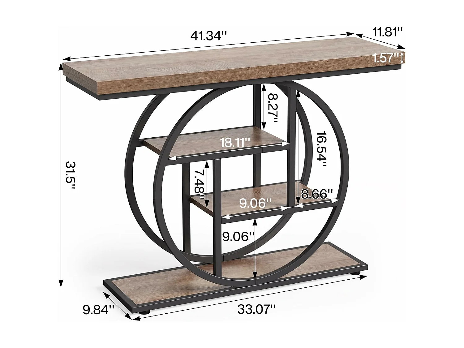 Table d'entrée à 4 étages derrière le canapé, table de canapé Farmhouse 105cm pour le salon, table de hall d'entrée pour le foyer
