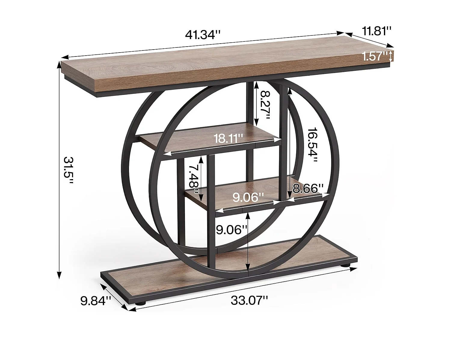 Table d'entrée à 4 étages derrière le canapé, table de canapé Farmhouse 105cm pour le salon, table de hall d'entrée pour le foyer