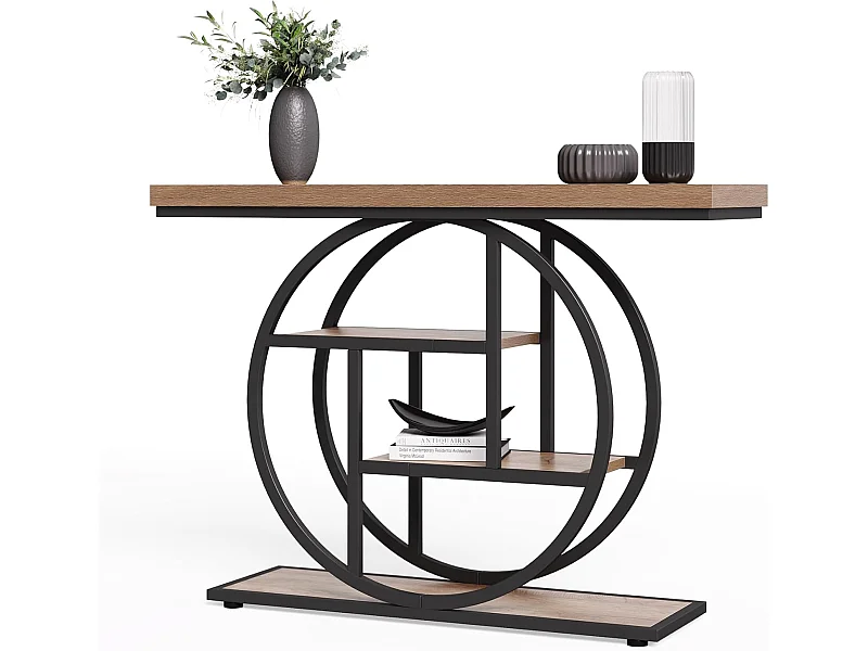 Table d'entrée à 4 étages derrière le canapé, table de canapé Farmhouse 105cm pour le salon, table de hall d'entrée pour le foyer