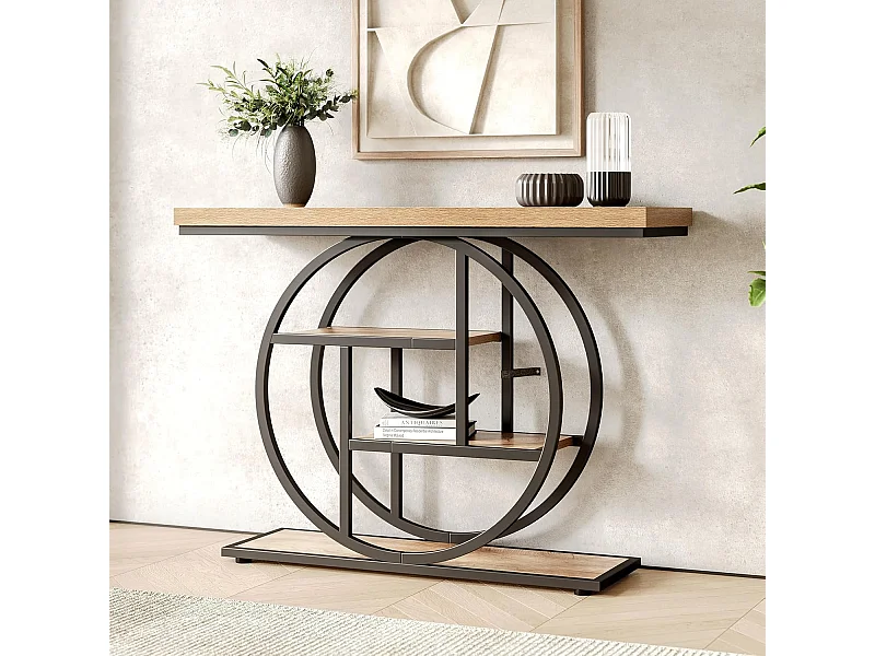 4-laags entreetafel achter de bank, 105 cm landelijke salontafel voor de woonkamer, entreetafel voor de hal