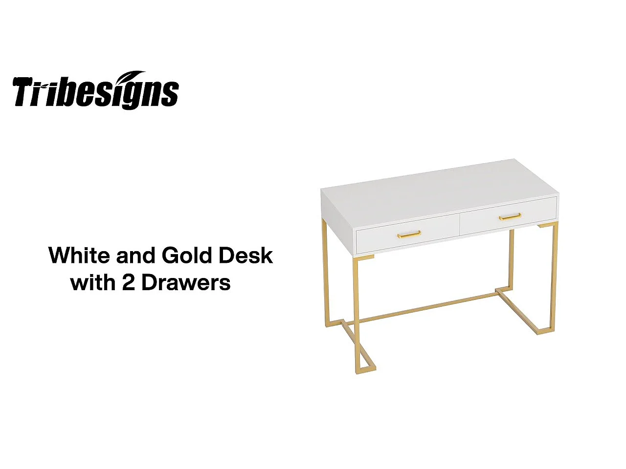 Computerbureau, 100cm Bureau met Opbergruimte, Kantoortafel, Eenvoudig en Modern, Metalen Frame voor Kantoor, Slaapkamer, Wit/Goud