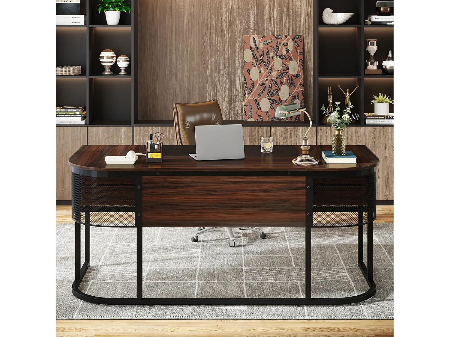 160cm Bureau de direction avec 4 tiroirs, grand bureau d'ordinateur, mobilier d'entreprise, poste de travail pour le bureau à domicile