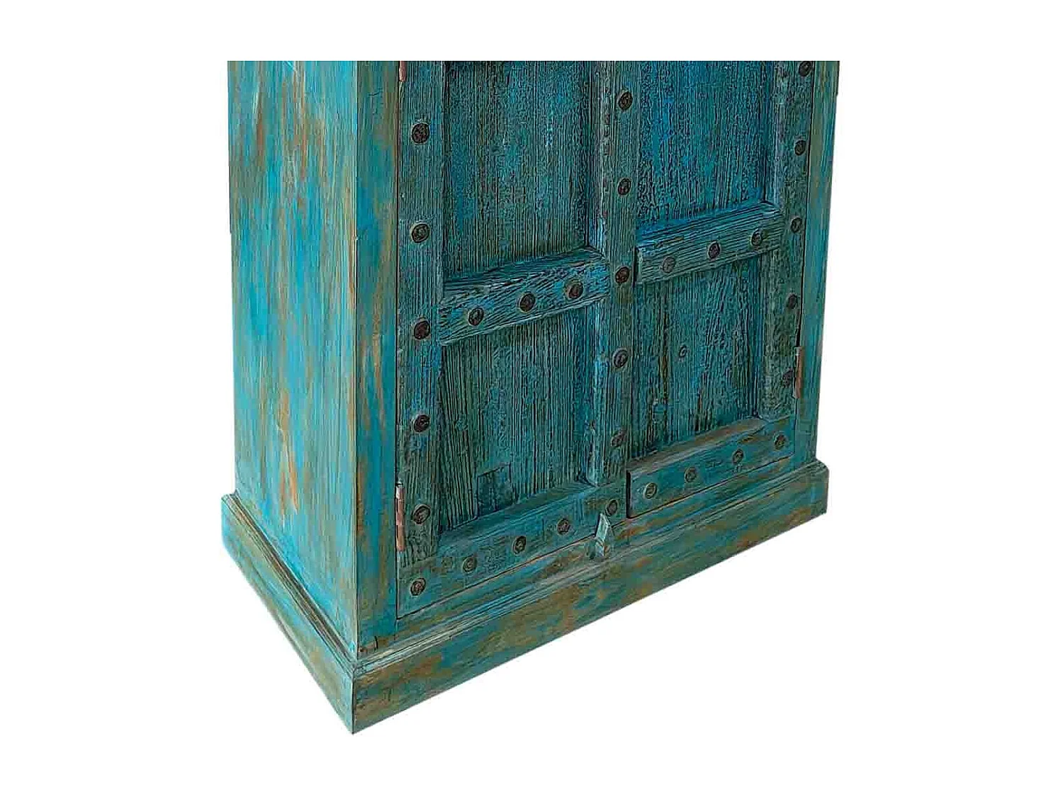 Armadio in legno rifinito a mano blu 99x38x203