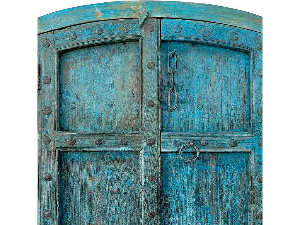 Armadio in legno rifinito a mano blu 99x38x203