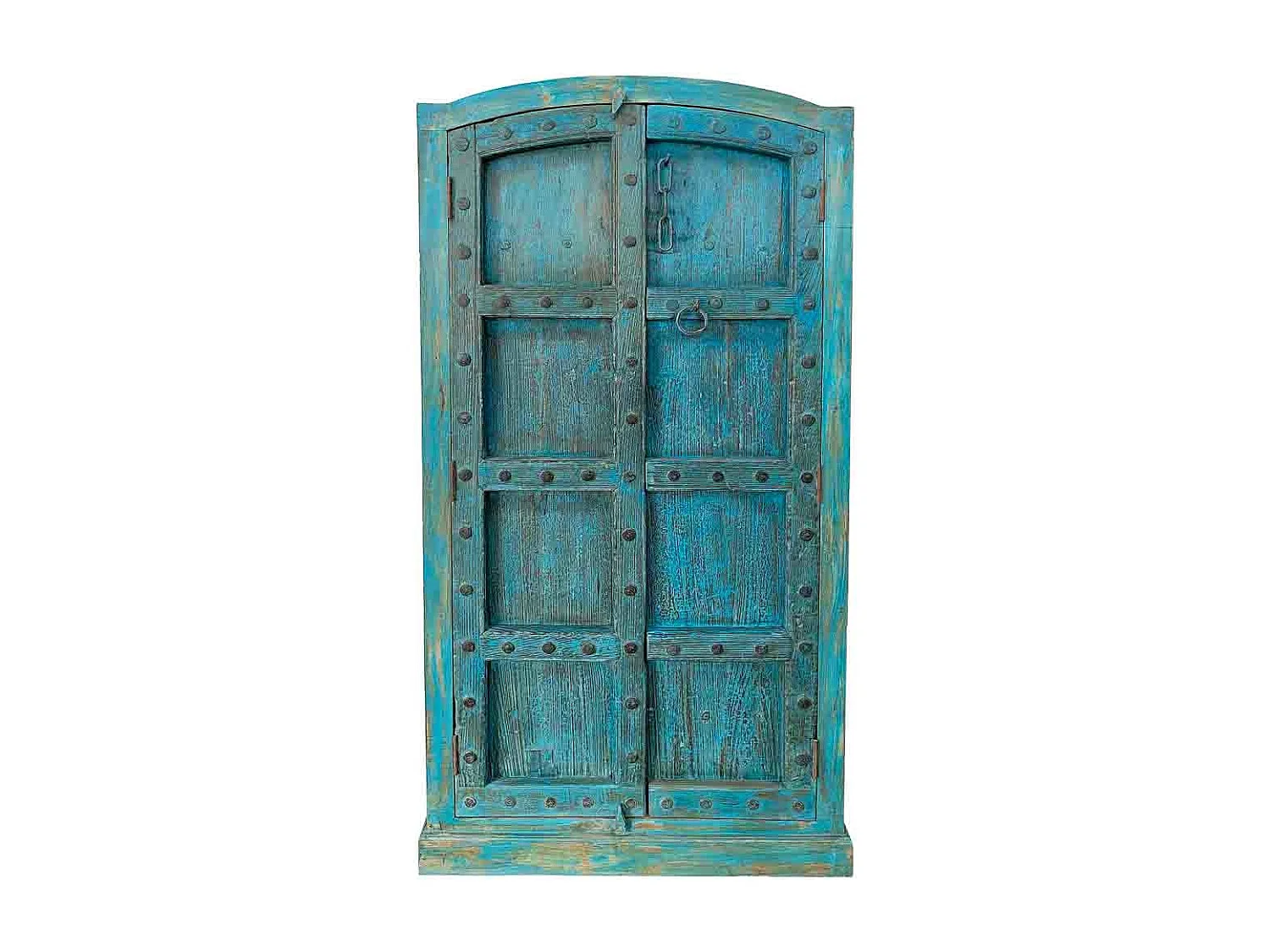 Blauer, handgefertigter Kleiderschrank aus Holz, 99 x 38 x 203 cm