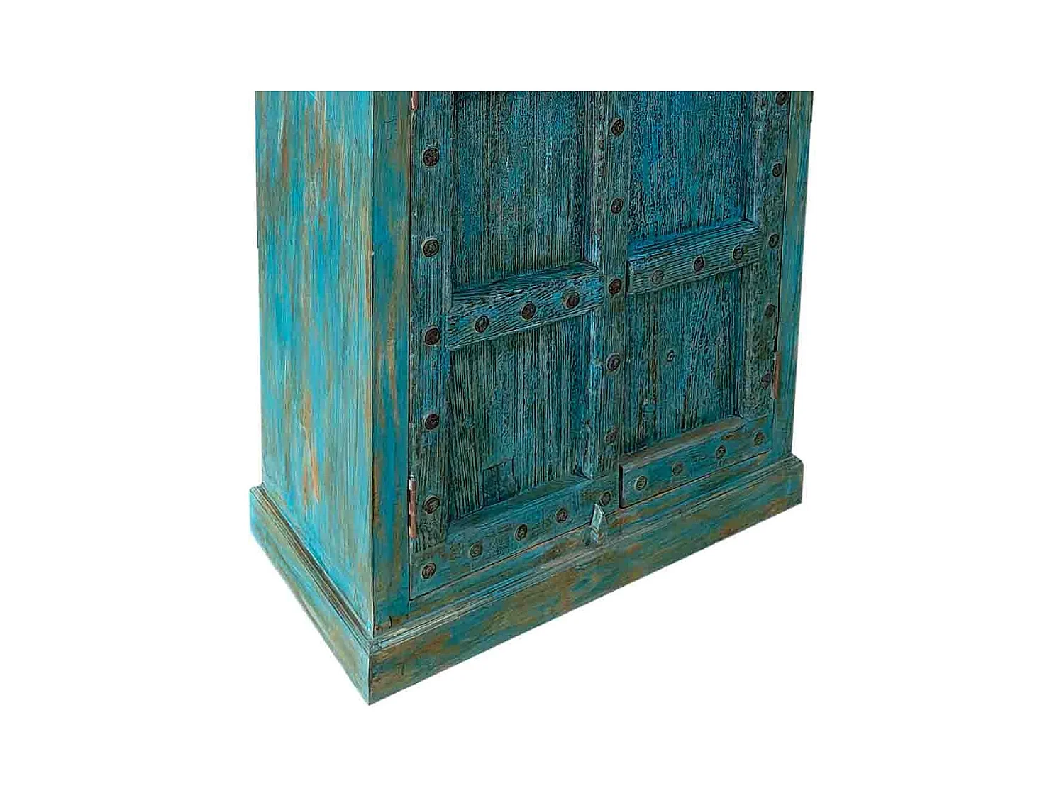 Blauer, handgefertigter Kleiderschrank aus Holz, 99 x 38 x 203 cm