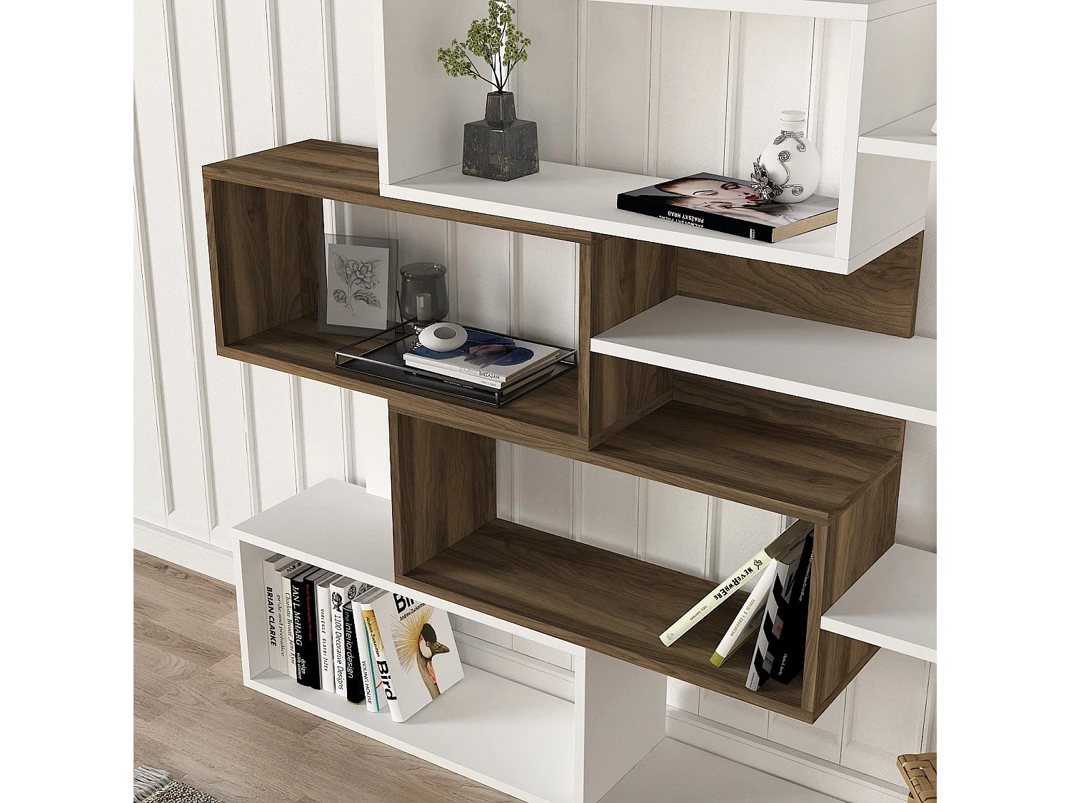 Bücherregal Marla Weiß  Walnuss