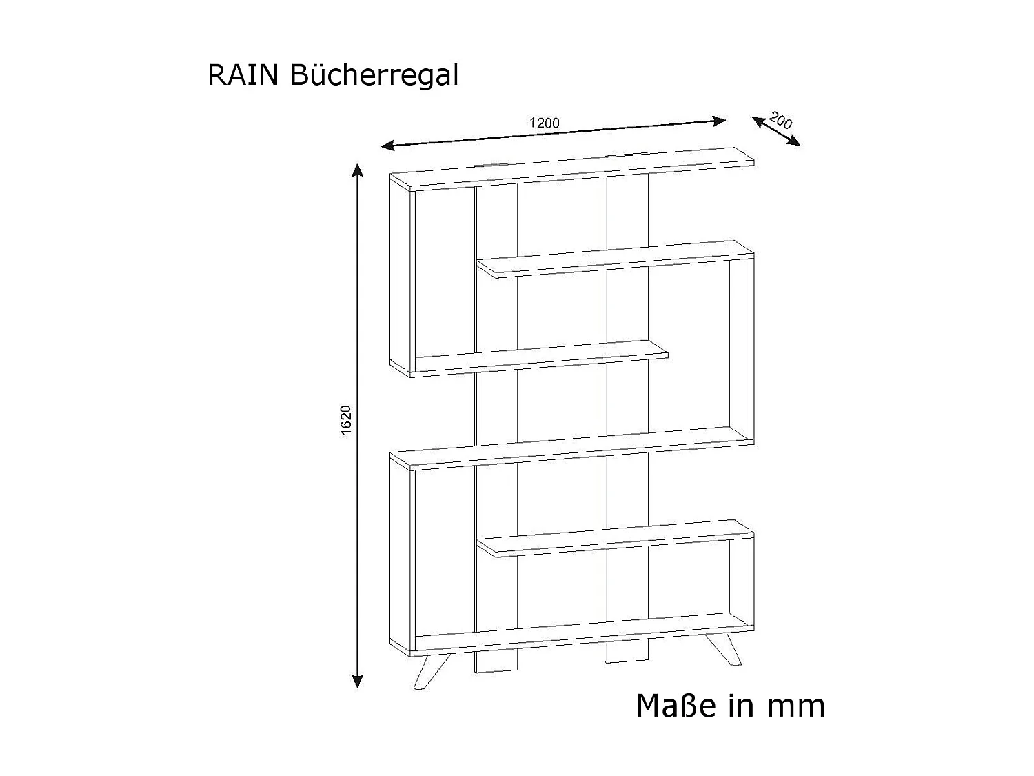 Bücherregal Rain Weiß Walnuss