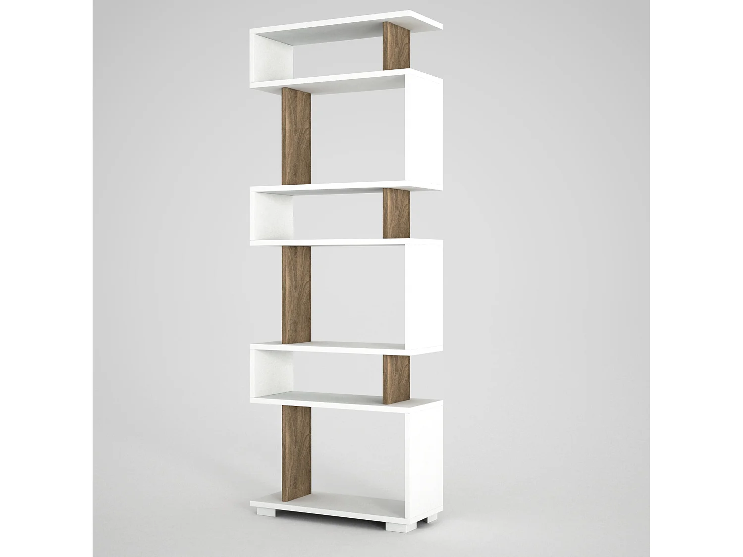 Bücherregal Blok  Weiß Walnuss