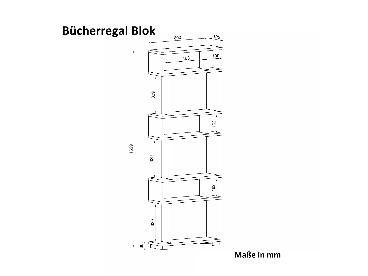 Bücherregal Blok  Weiß Walnuss