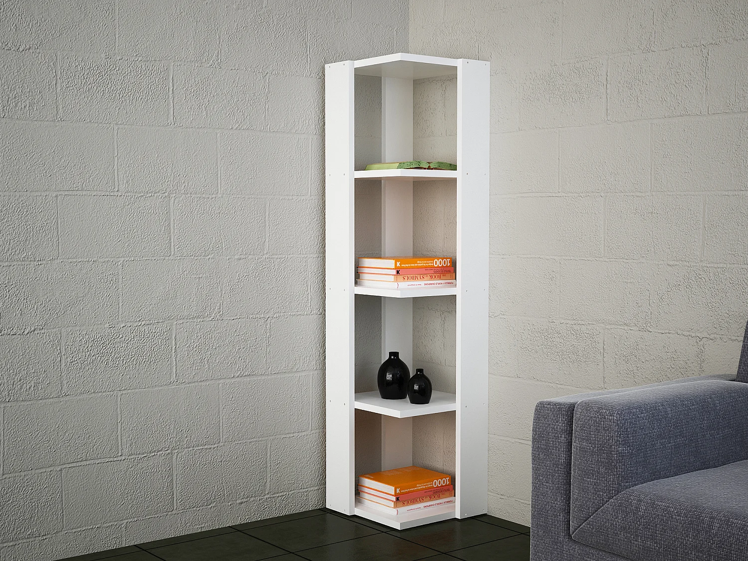 Eckregal - Eck Bücherregal  Venita Weiß