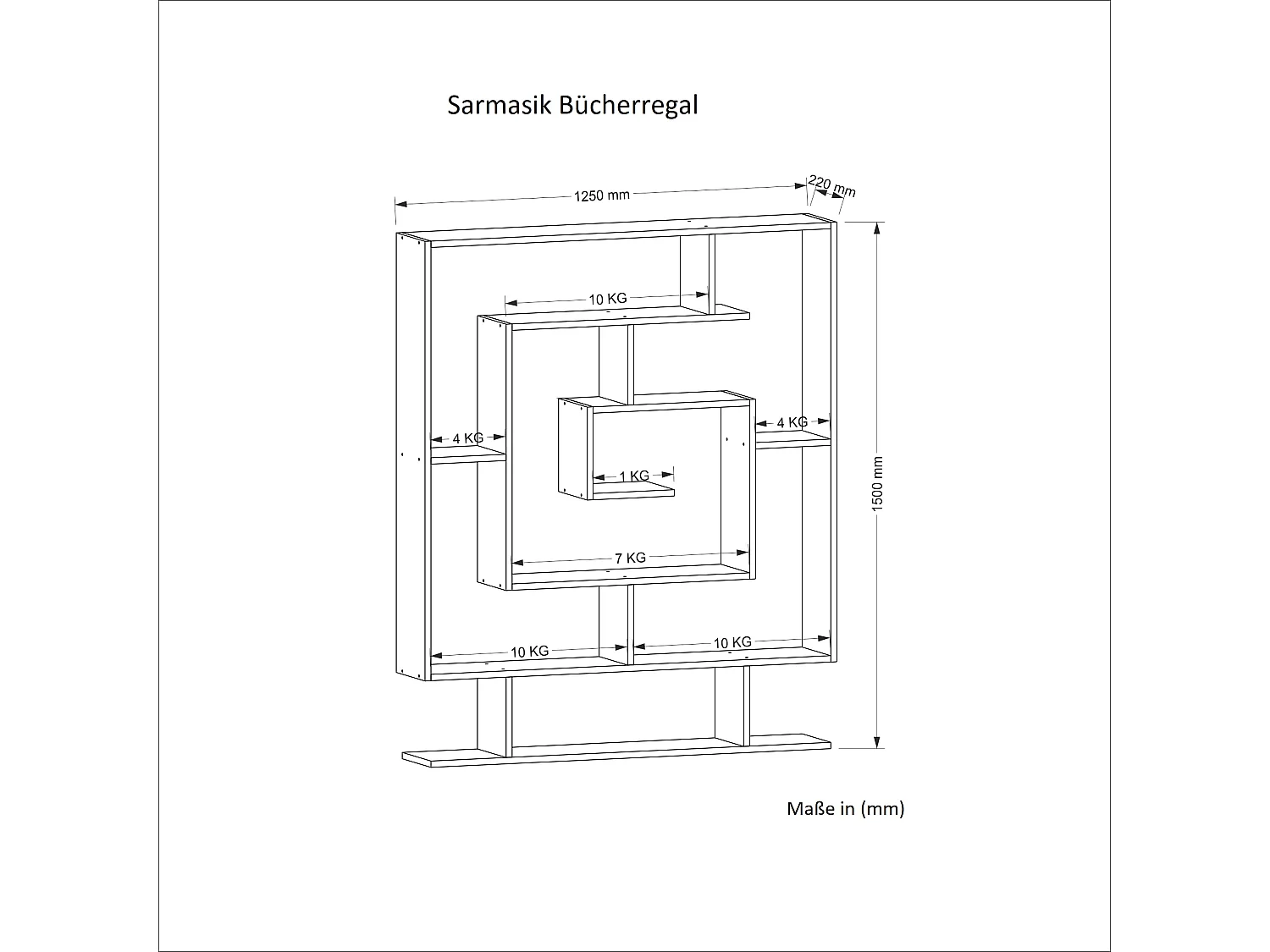 Bücherregal  Sarmasik Weiß