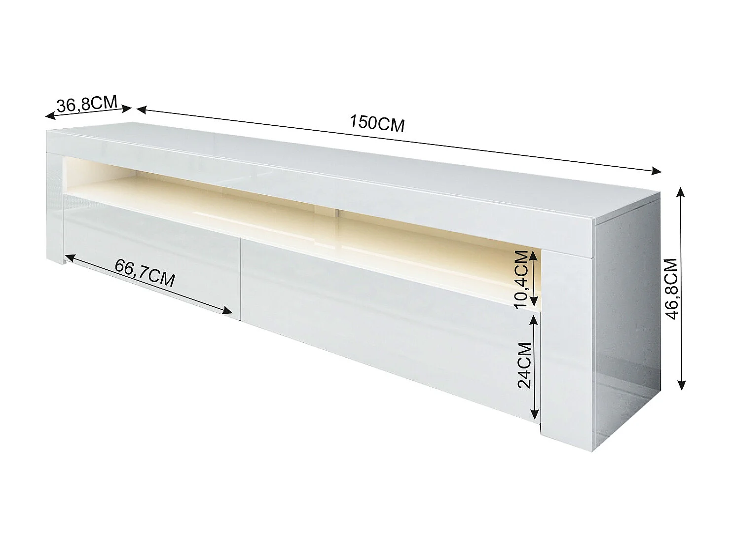 TV Lowboard Bati Weiß mit LED-Beleuchtung 92390