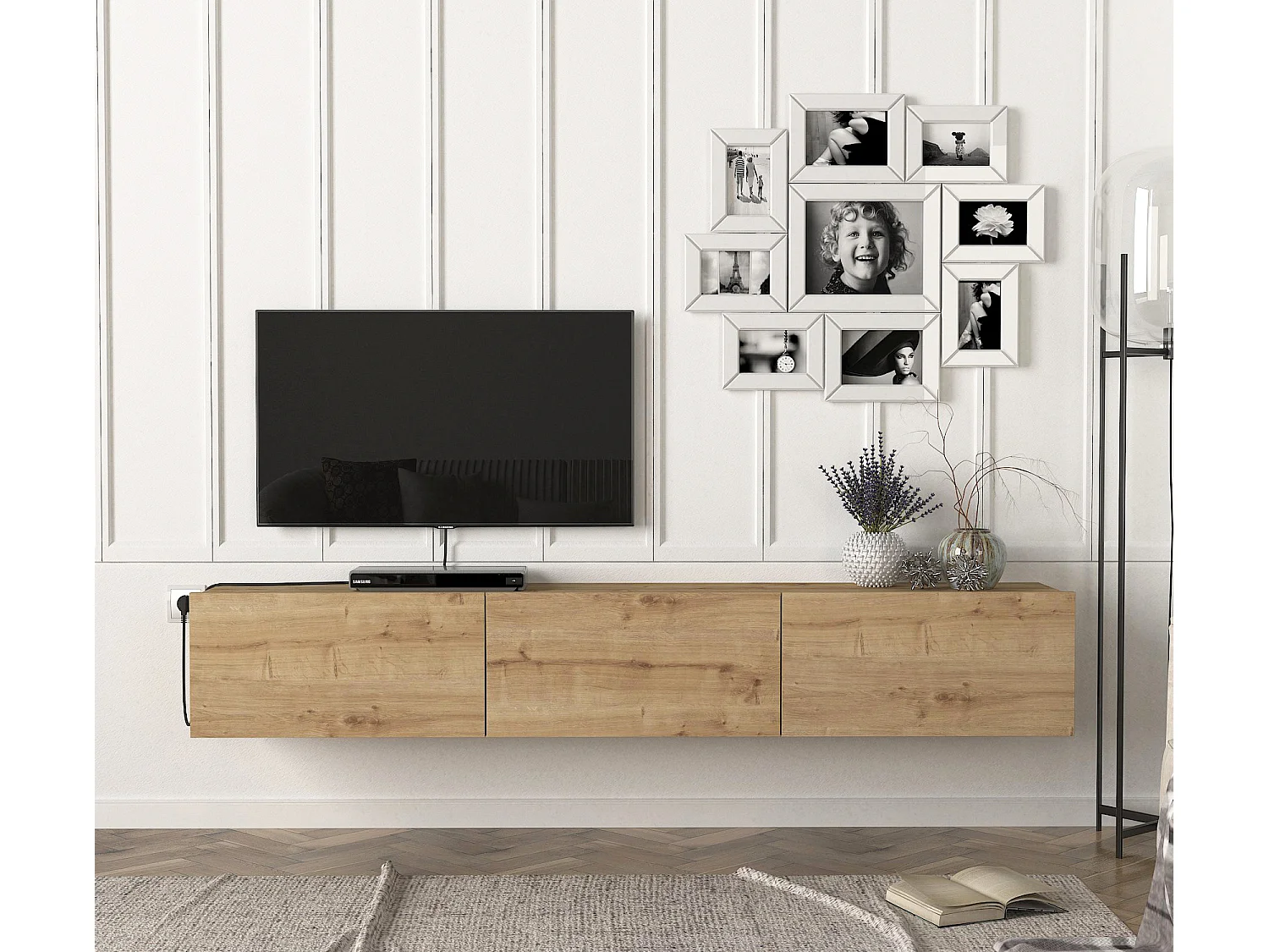 TV Lowboard Hängend Damla Eiche Saphir