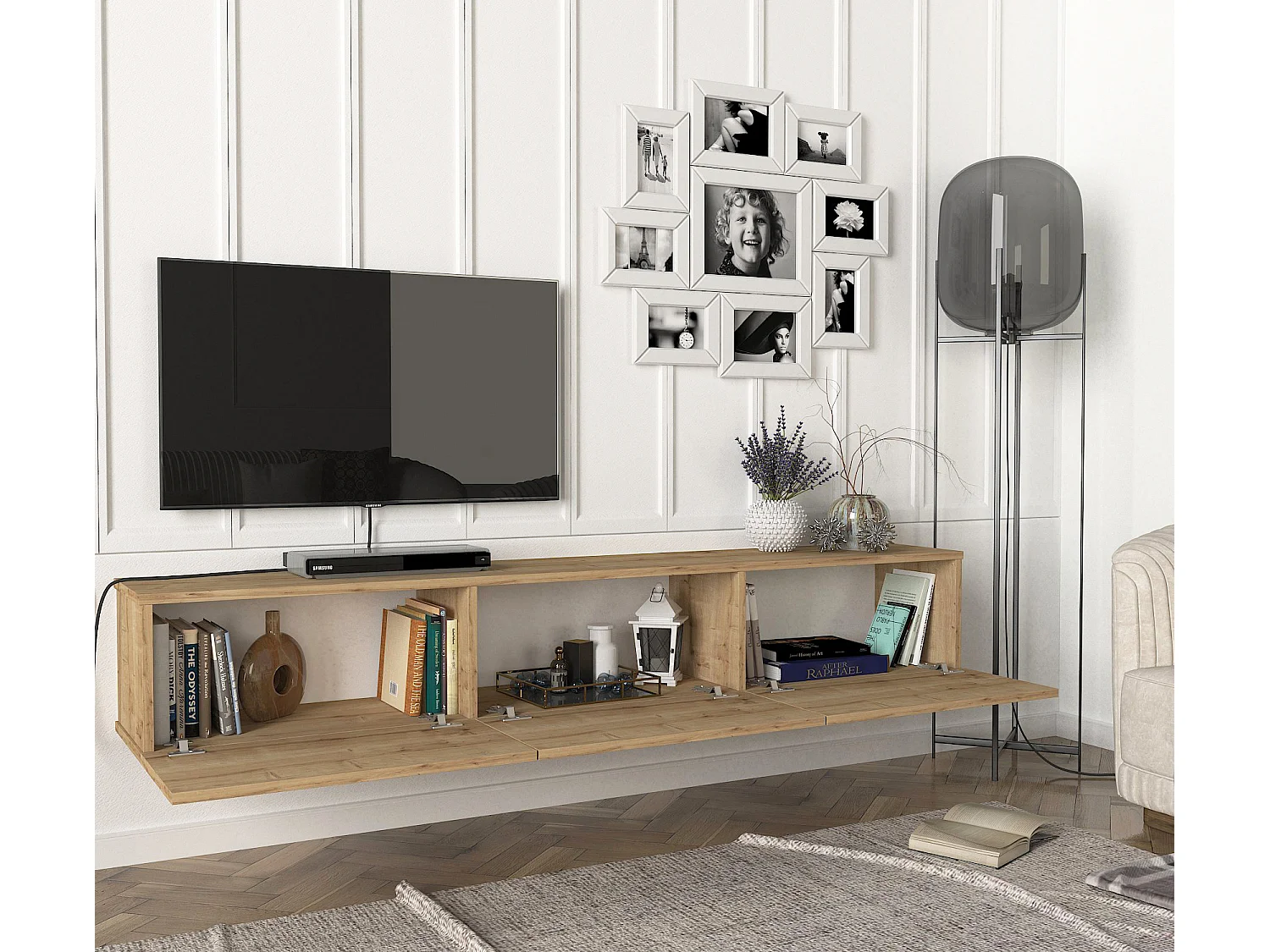 TV Lowboard Hängend Damla Eiche Saphir