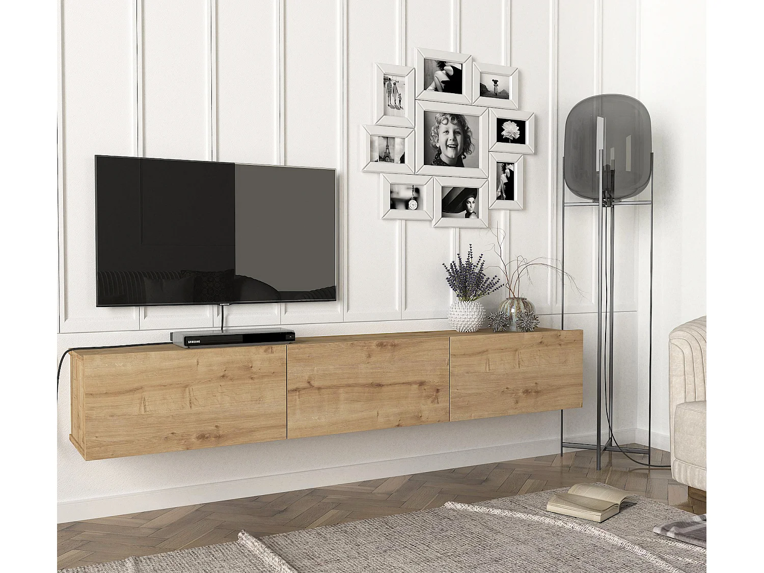 TV Lowboard Hängend Damla Eiche Saphir