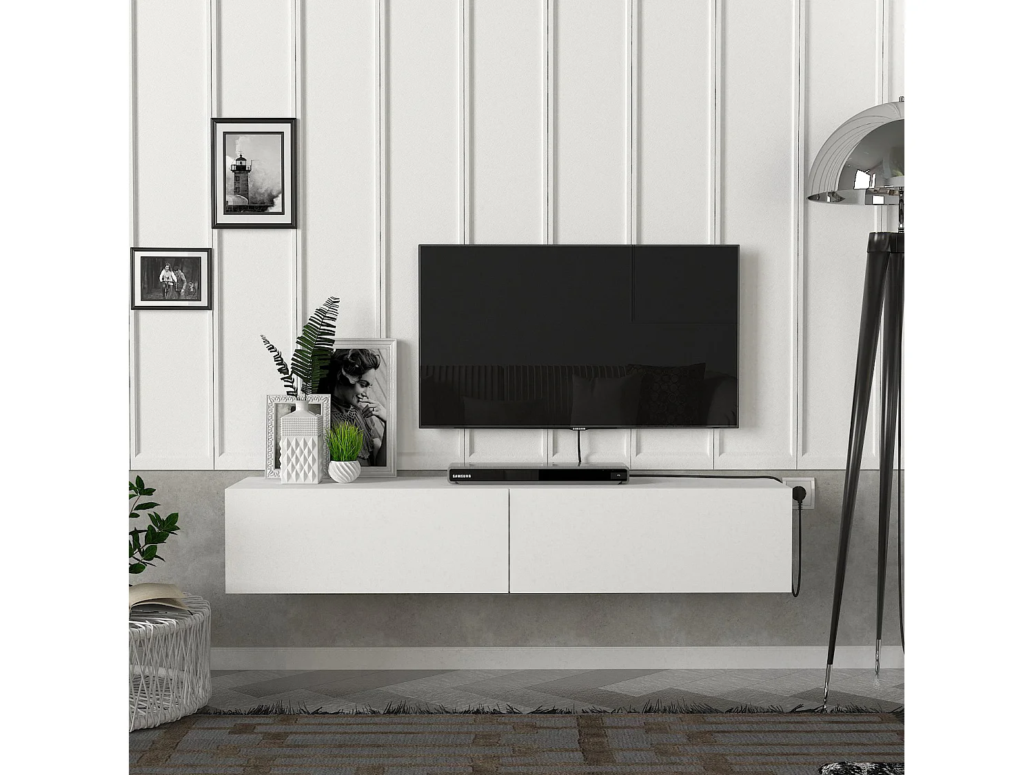 TV Lowboard Hängend Aristo Weiß